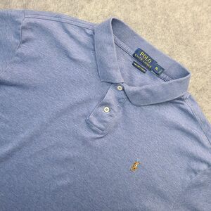 Polo Ralph Lauren Pima Soft Touch Shirt Men XL Blue Flesh Pony Short Sleeve Polo